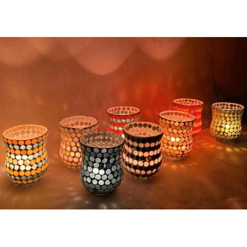 Mosaic Glass Tealight Candle Holdar