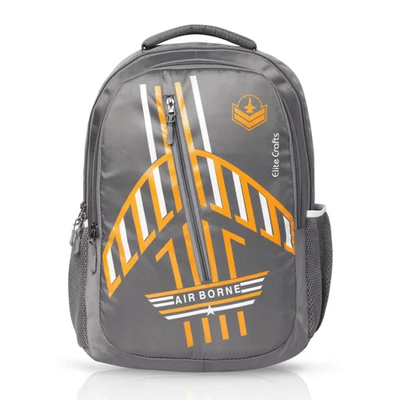 Grey Polyester College Backpack