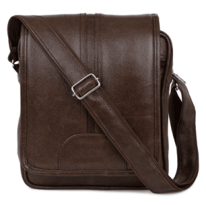 Brown Faux Leather Office Side Bag