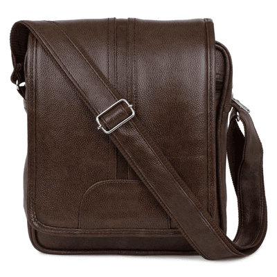 Brown Faux Leather Office Side Bag