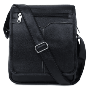 Black Faux Leather Office Side Bag
