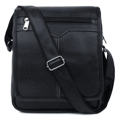 Black Faux Leather Office Side Bag