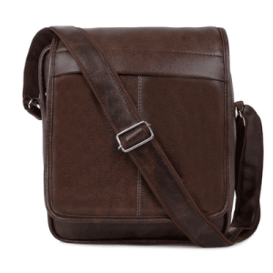 Dark Brown Faux Leather Office Side Bag