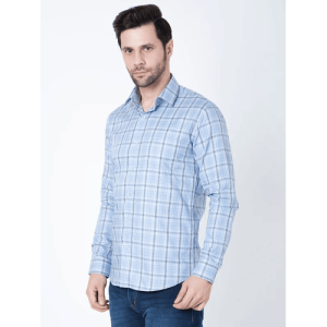 Sky Blue Check Shirt for Men