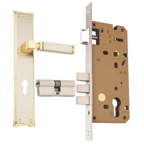 Spider Brass Mortice Cylindrical Lock Set