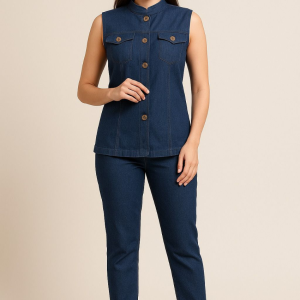 Denim Vest and Pants Set