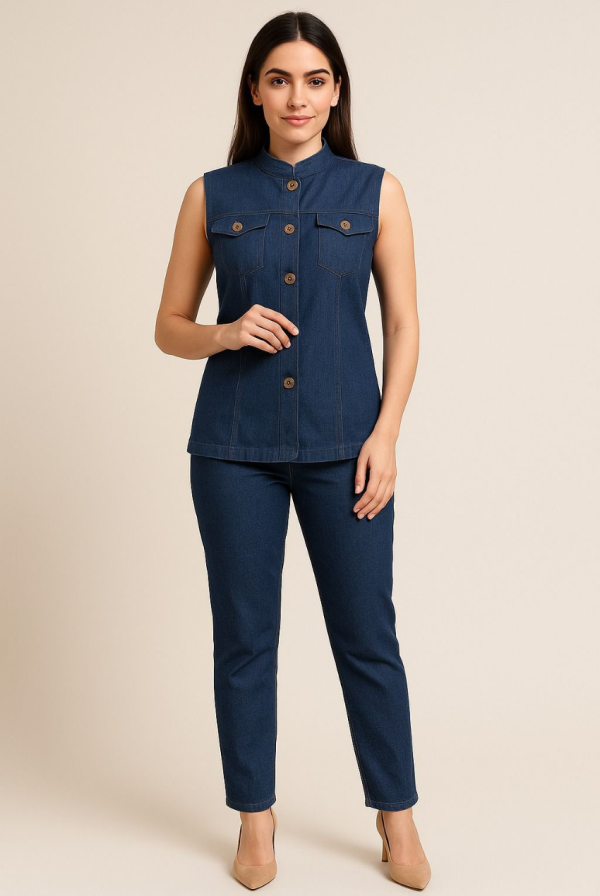 Denim Vest and Pants Set