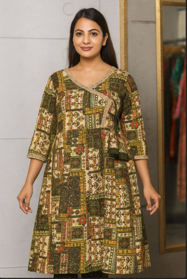 Multicolored Patchwork Wrap Dress