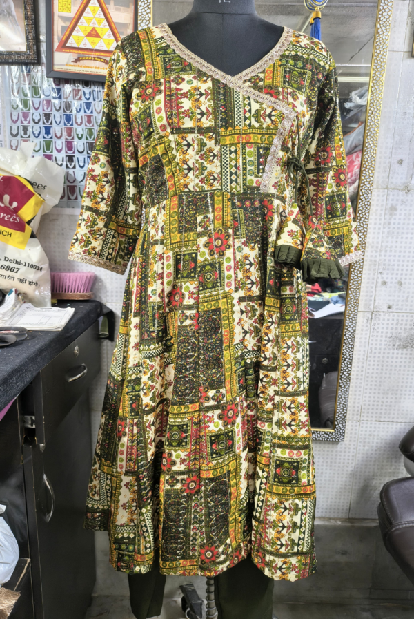 Multicolored Patchwork Wrap Dress - Image 2