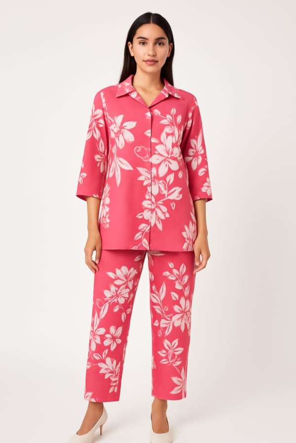 Pink Floral Pajama Set