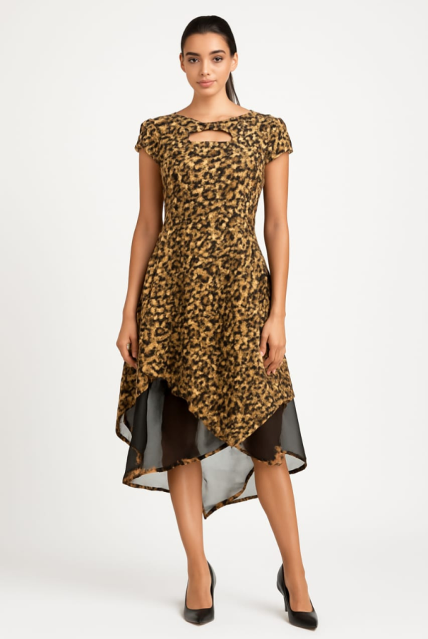 Print Dress with Cut-Out Detail