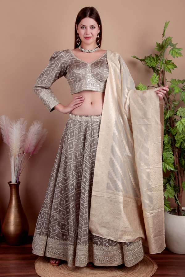 Lehenga Choli with Beige Dupatta