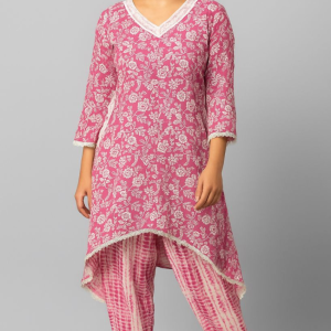 Pink Floral Tunic with Tie-Dye Pants