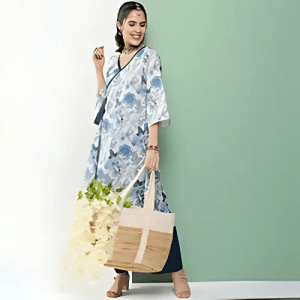 White Blue Floral Printed Ladies Palazzo Suit