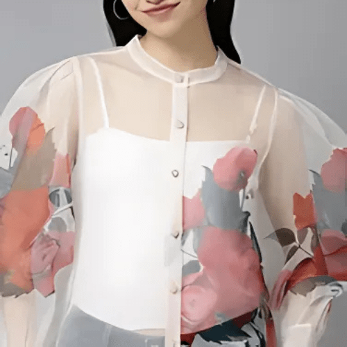 Off White Printed Top