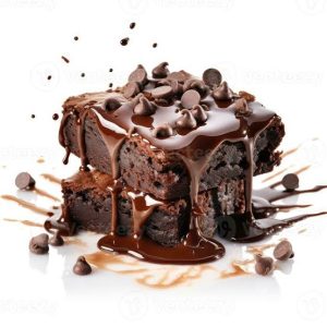 Brownie with hot cho
