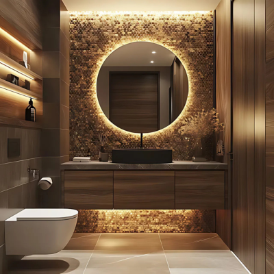 Ceramic Bronze Round Mosaic Wall Tiles Design