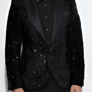 Black Sequin DJ Blazer Jacket