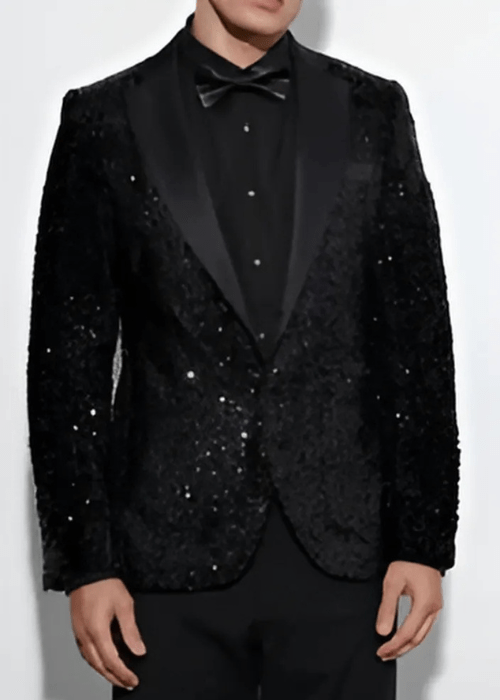 Black Sequin DJ Blazer Jacket