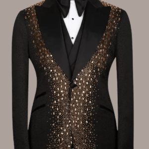 Black Designer Golden Stone Blazer