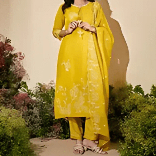 Ladies Yellow Designer Suits